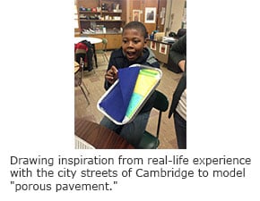 Drawing inspiration from real-life experience with the city streets of Cambridge to model "porous pavement."