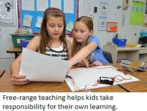 Two elementary students consider a wiring diagram.