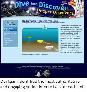 "Dive and Discover" is one of the engaging interactives you'll find on EiE Science Resources Lists.