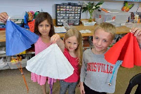 Kids designing parachutes