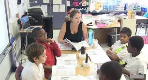 Teacher reading with students